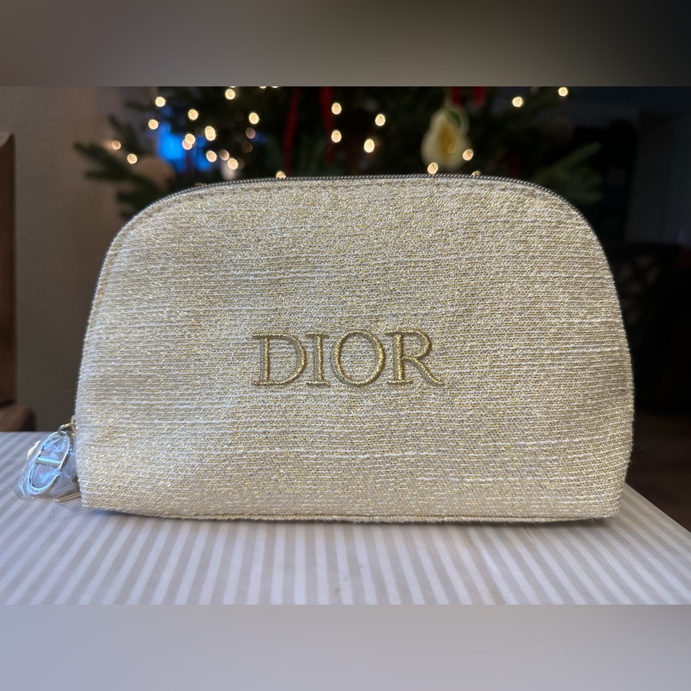 Dior Gold Glitter Women's Cosmetic Bag / Pouch BRAND NEW